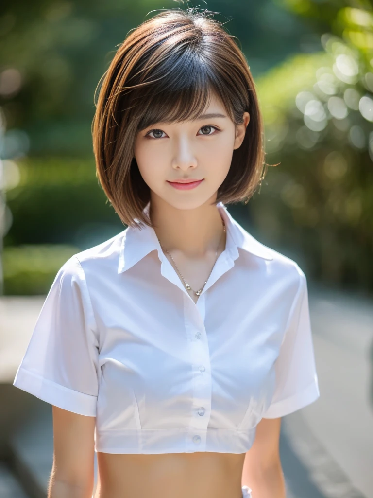 ((Highest quality、In 8K、masterpiece:1.3))、Sharp focus:1.2、Beautiful woman perfect body:1.4、Slim Abs:1.2、((Short Hair:1.2))、(trendy fashion in tokyo、shirt:1.1)、White background、Wet body:1.5、Three-dimensional texture、Detailed eyes、(Brown Hair、Black Hair:1.2)、Very shiny hair、Backward view、Hair quality improvement、Handsome short、Short-haired blonde。