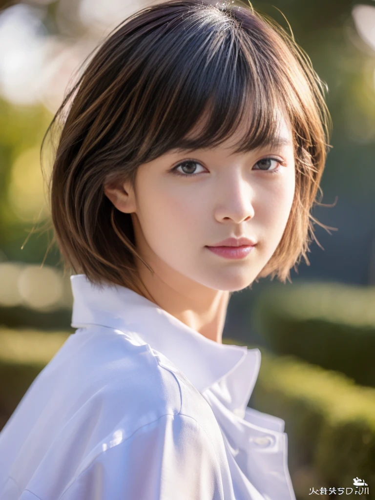 ((Highest quality、In 8K、masterpiece:1.3))、Sharp focus:1.2、Beautiful woman perfect body:1.4、Slim Abs:1.2、((Short Hair:1.2))、(trendy fashion in tokyo、shirt:1.1)、White background、Wet body:1.5、Three-dimensional texture、Detailed eyes、(Brown Hair、Black Hair:1.2)、Very shiny hair、Backward view、Hair quality improvement、Handsome short、Short-haired blonde。