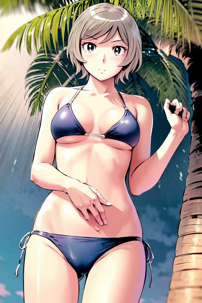 (slingshot bikini:1.2),
Blonde, (short hair:1.2),Illustration of a person、
View your viewers,, (Highest quality:1.3),One Girl, beach、Outdoor、 ground、ground、soil、blue eyeicro Bikini、(masterpiece、Highest quality)、Highest quality, Ultra-high resolution, (((masterpiece))), alone, Large breasts、One Girl, Front view、Embarrassed face、Bronze colored hair、((short hair))、Stand up straight、Cowboy Shot