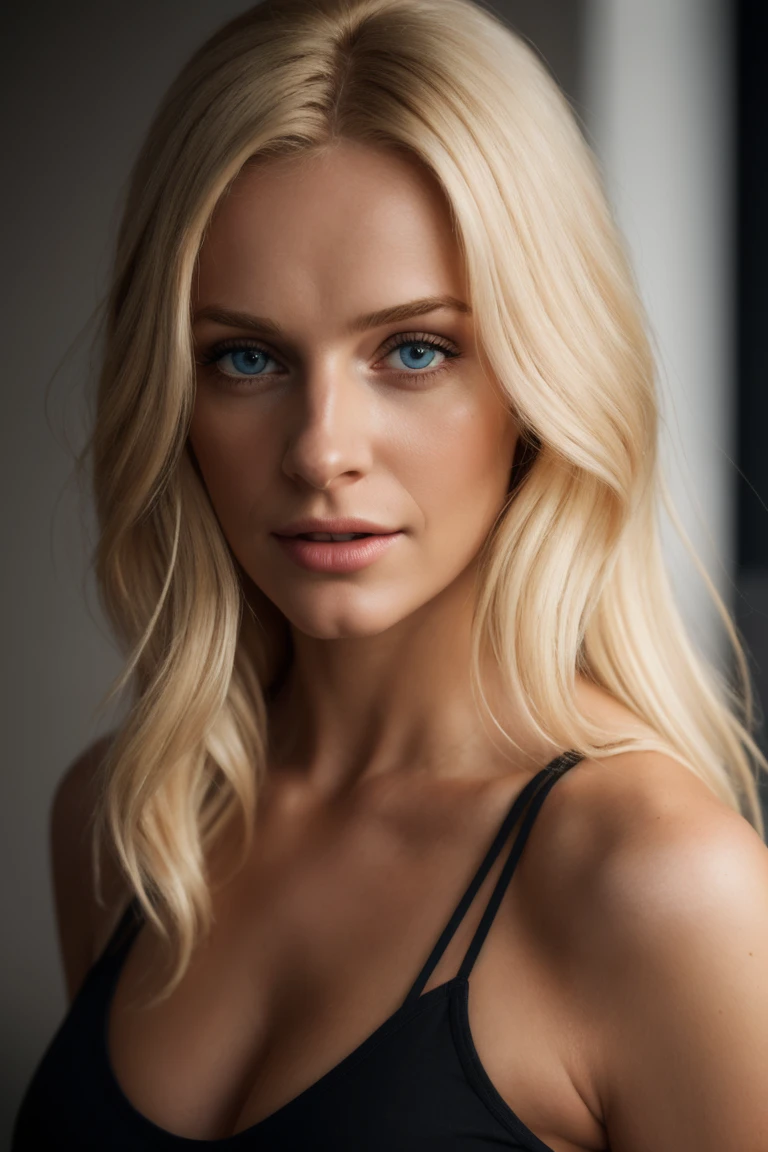 Alena Croft, photo realistic portrait of a beautiful woman with blond hair, slightly bleached hair roots, beautiful Swedish student, blonde, full body, (Alena Croft) women doing stretching at fitness, posing in a fitness, best quality, 1 girl, blurred background, bokeh, (house: 1.4), ((wearing black sports outfit)), looks warm, gorgeous, beautifully detailed, (dynamic pose: 1), soft lighting, wind, ( (portrait: 1.4) ), UHD, Premium quality ,(brightness: 0.7), frame, best quality, ultra high resolution, (photorealistic: 1.4),, high resolution, detailed, raw photo, Sharp Re, code consistent clothing, consistent body structure, detailed face, detailed stomach, detailed body structure, photorealistic, photo, masterpiece, realistic, realism, photorealism, high contrast, trendy photorealistic digital art on Artstation 8k HD high definition detailed realistic, detailed , blonde, big cleavage, big breasts, skin texture, hyper detailed, realistic skin texture, underwire, best quality, ultra high resolution, (photorealistic: 1.4), high resolution, detailed, raw photo, Sharp Re, by Lee Jeffries Film Stock Photography Nikon D850 4 Kodak Portra 400 Camera F1.6 Lens Rich Colors Realistic Hyper Realistic Texture Spectacular Lighting, Unreal Engine, Trendy on artstation cinestill 800, UHD, Premium Quality, (Bright Illumination: 0.7) , masterpiece, wide angle shot, raw photo (25 year old pale blonde woman, looking at viewer) blonde hair, detailed hands, correct hand position, detailed