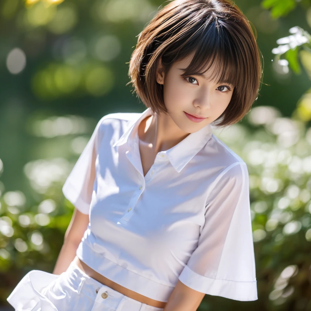 ((Highest quality、In 8K、masterpiece:1.3))、Sharp focus:1.2、Beautiful woman perfect body:1.4、Slim Abs:1.2、((Short Hair:1.2))、(trendy fashion in tokyo、shirt:1.1)、White background、Wet body:1.5、Three-dimensional texture、Detailed eyes、(Brown Hair、Black Hair:1.2)、Very shiny hair、Backward view、Hair quality improvement、Handsome short、Short-haired blonde。