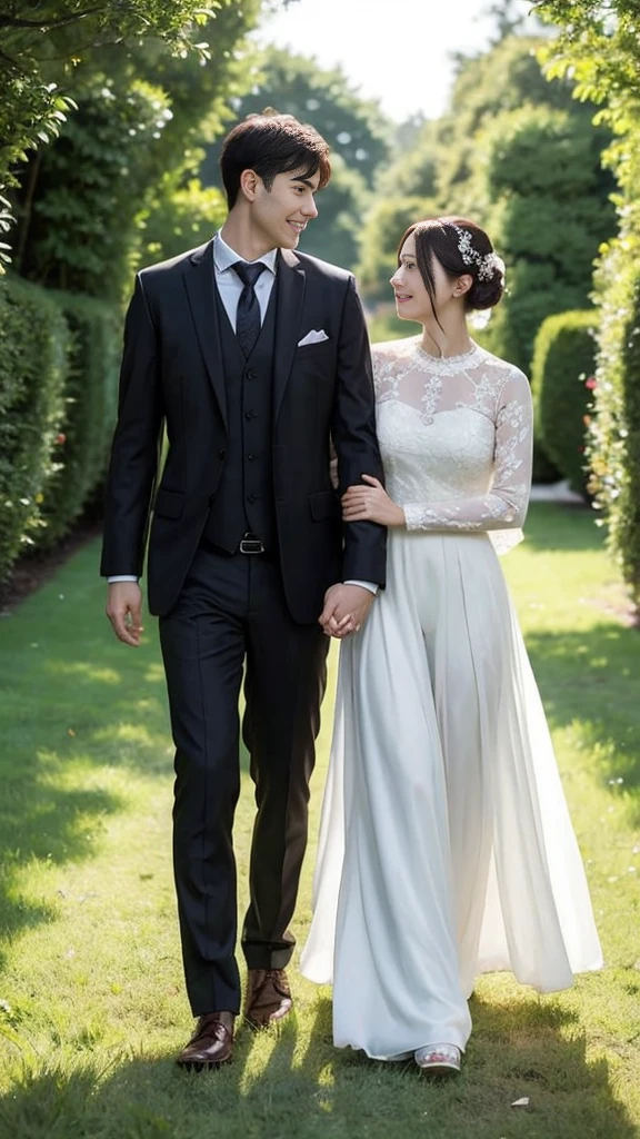 They walked hand in hand on the grass, husband and wife walking hand in hand, man and woman walking together, lovely husband and wife, romantic husband and wife, ruan jia and brom, Still in the movie, happy husband and wife, photo 1 5 mm, smiling husband and wife, Still in the movie, husband and wife, wearing white clothes, looking at each other passionately, promotional movie still