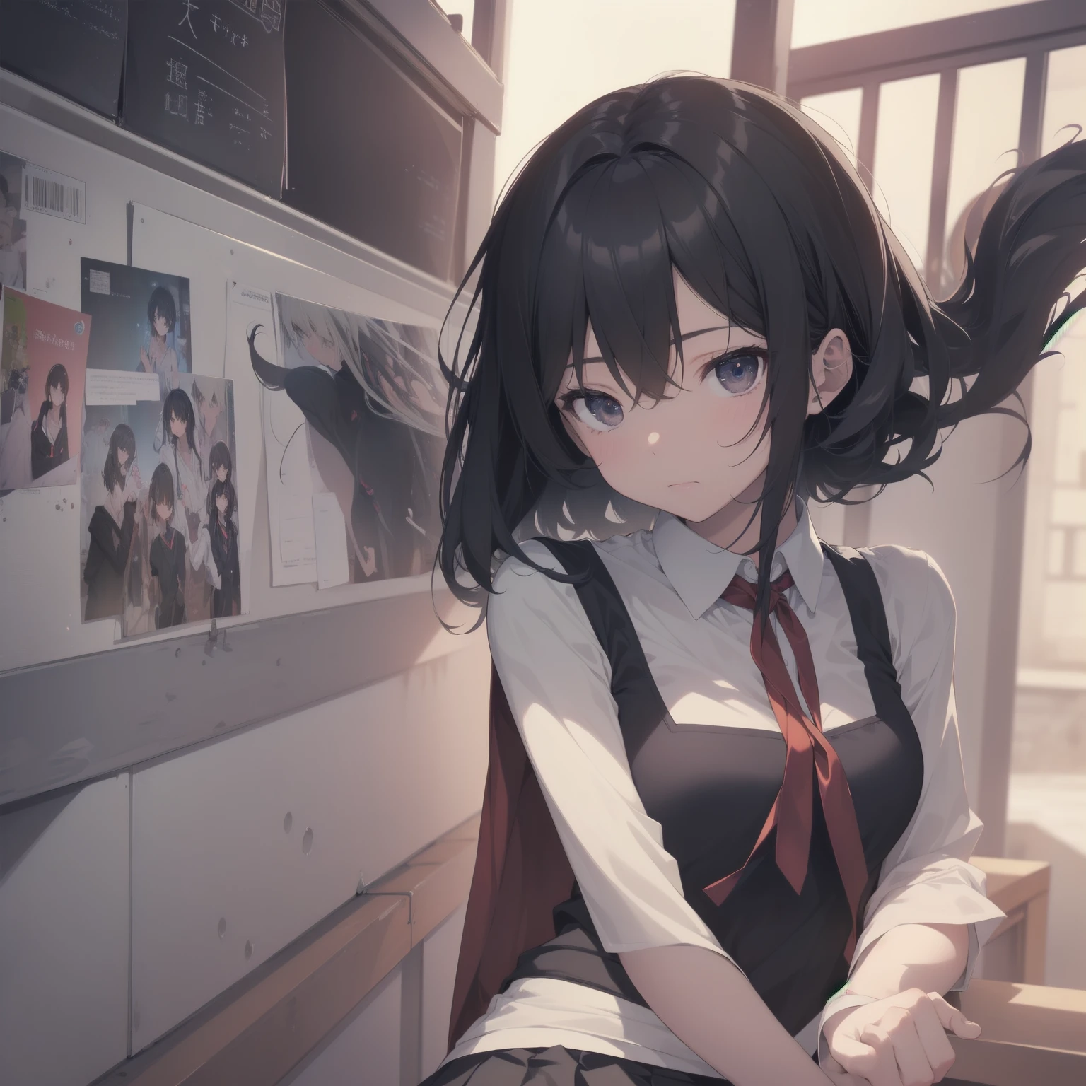ultra-absurdres-Top quality by artist God, ultra-detailed, high resolution, anime moe artstyle, best anime 8k konachan wallpaper, pixiv contest winner, pool:2810, perfect anatomy,break, 1girl, (Please draw a girl walking sleepily to school alone. )break,(Solo,little female, -yeld:1.Full limbs, complete fingers,a junior hihort hair), short cut, flat chest, , small butt, small black eyes, beautiful detailed eyes, well-proportioned iris and pupils, expressive eyes, highres detailed hair, soft expression, salor school_uniform, sailor collar, serahuku, bow, pleated skirt,(Detailed Lighting), (Detailed background), in the School commute route. break,super detailed skin, Best cinematic lighting powered by famous artist, 8k,beauty illustration,photoshop_(medium),very aesthetic,break,((artist:miyo_(ranthath) )), artist:clamp ,artist:carnelian ,artist:kantoku ,