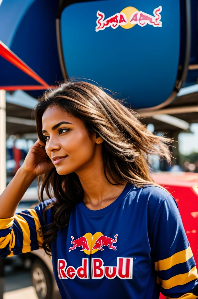 Woman representing the Red Bull brand
