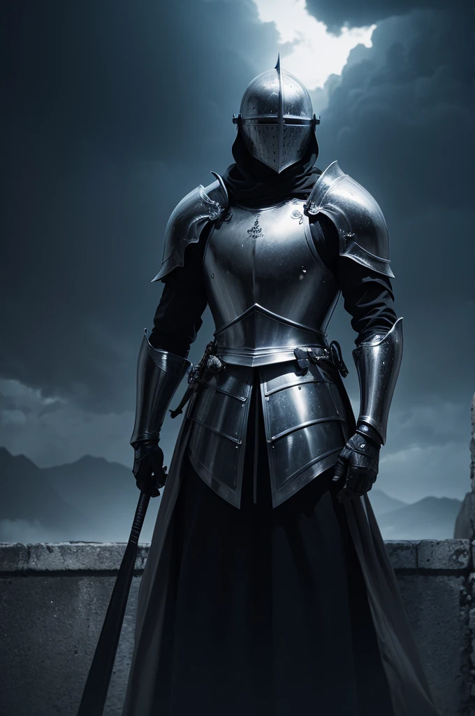 Knight looking at the sky dark image