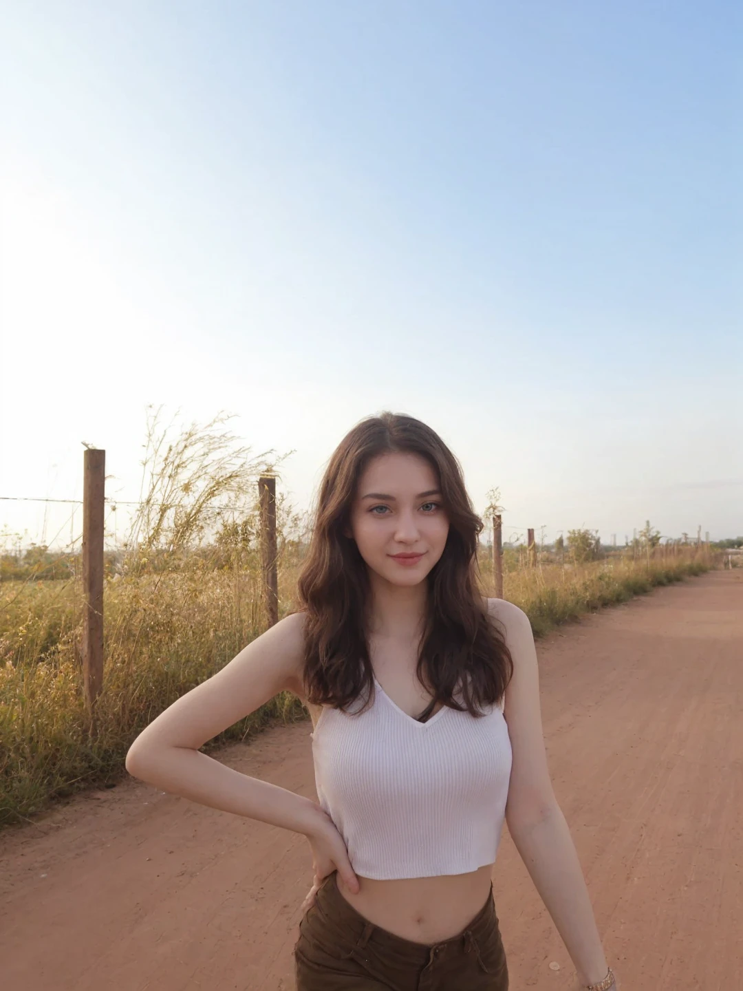 ((best quality)), ((masterpiece)), (detailed),(purple eyes), ((field of flowers)), perfect face, happy young woman, beautiful young woman, young woman tucking her hair behind her ear, laughing, happy, smile, wholesome, daisy behind ear, hair tucked behind her ear, long plaited hair, long perfect hair, slight blush, ((green eyes)), ethereal eyes, big eyes, blonde hair, detailed eyes, perfect iris, perfect eyes, symmetrical eyes, symmetrical face, happy on a field of flowers