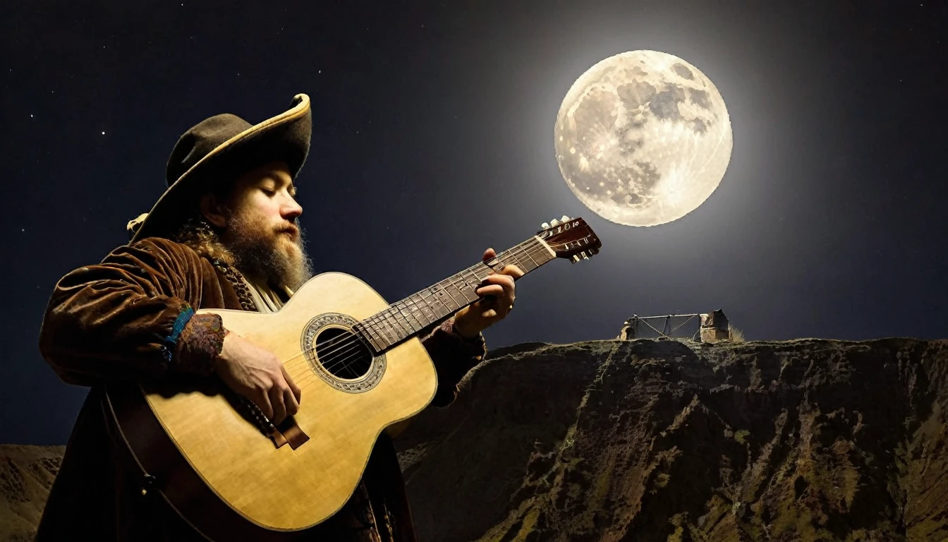 Guitar, por Rembrandt ( moon in the background)