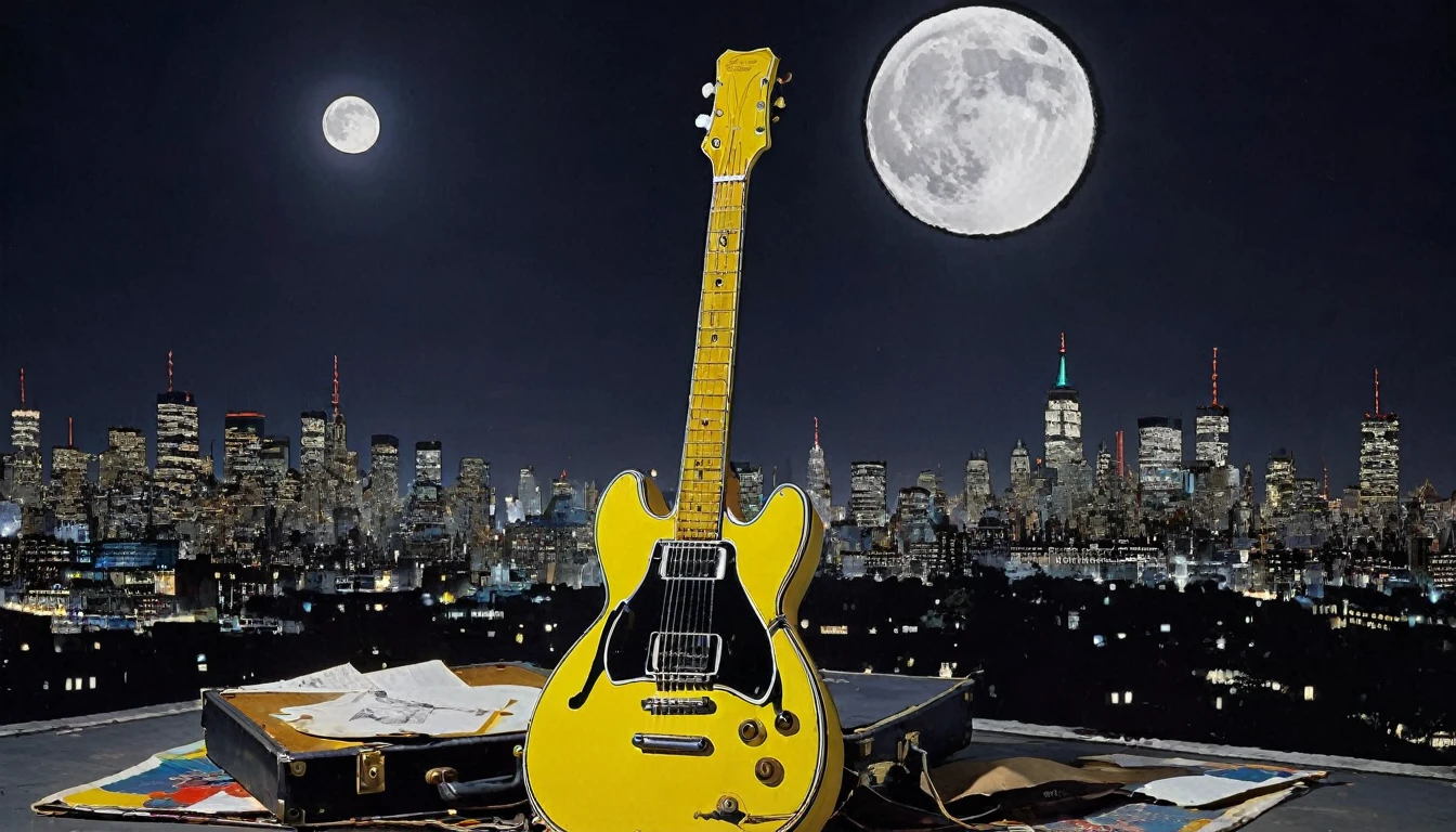 Guitar, by Jean-Michel Basquiat (moon in the background)