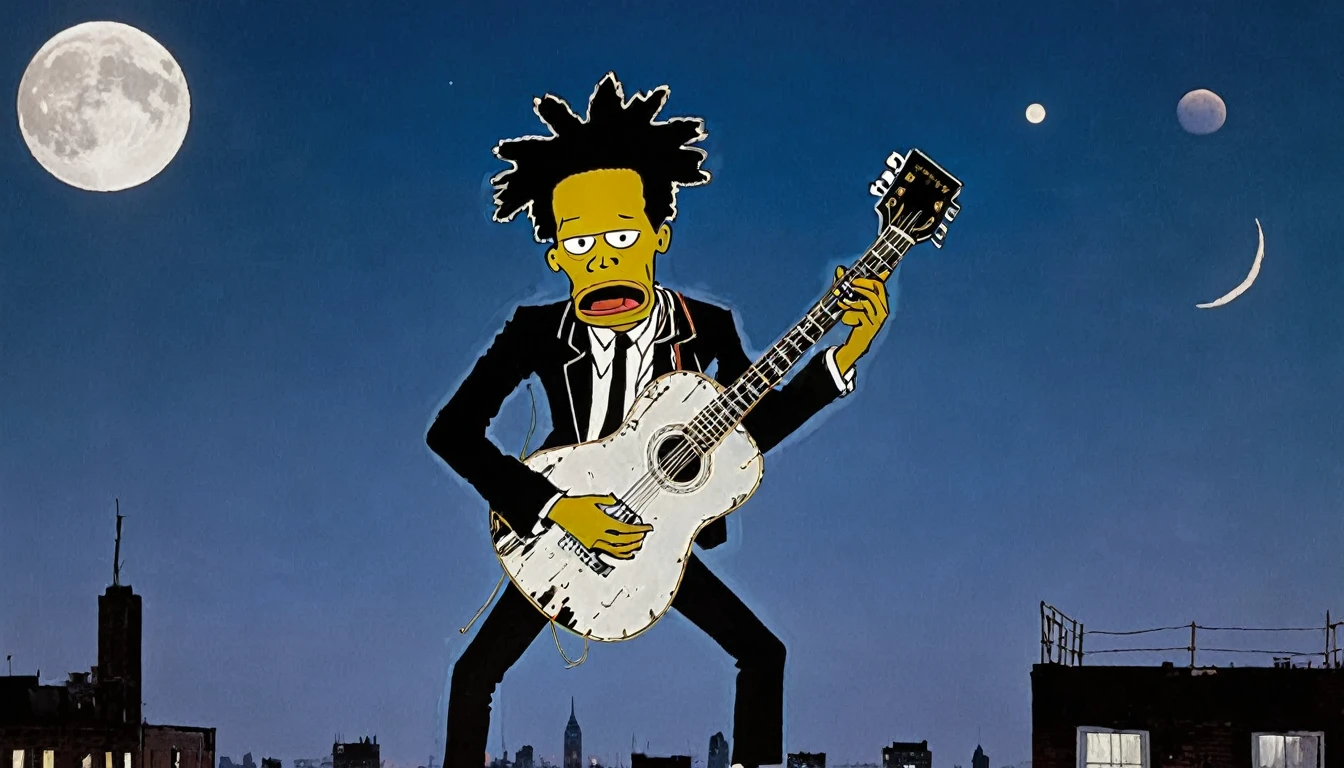 Guitar, by Jean-Michel Basquiat (moon in the background)