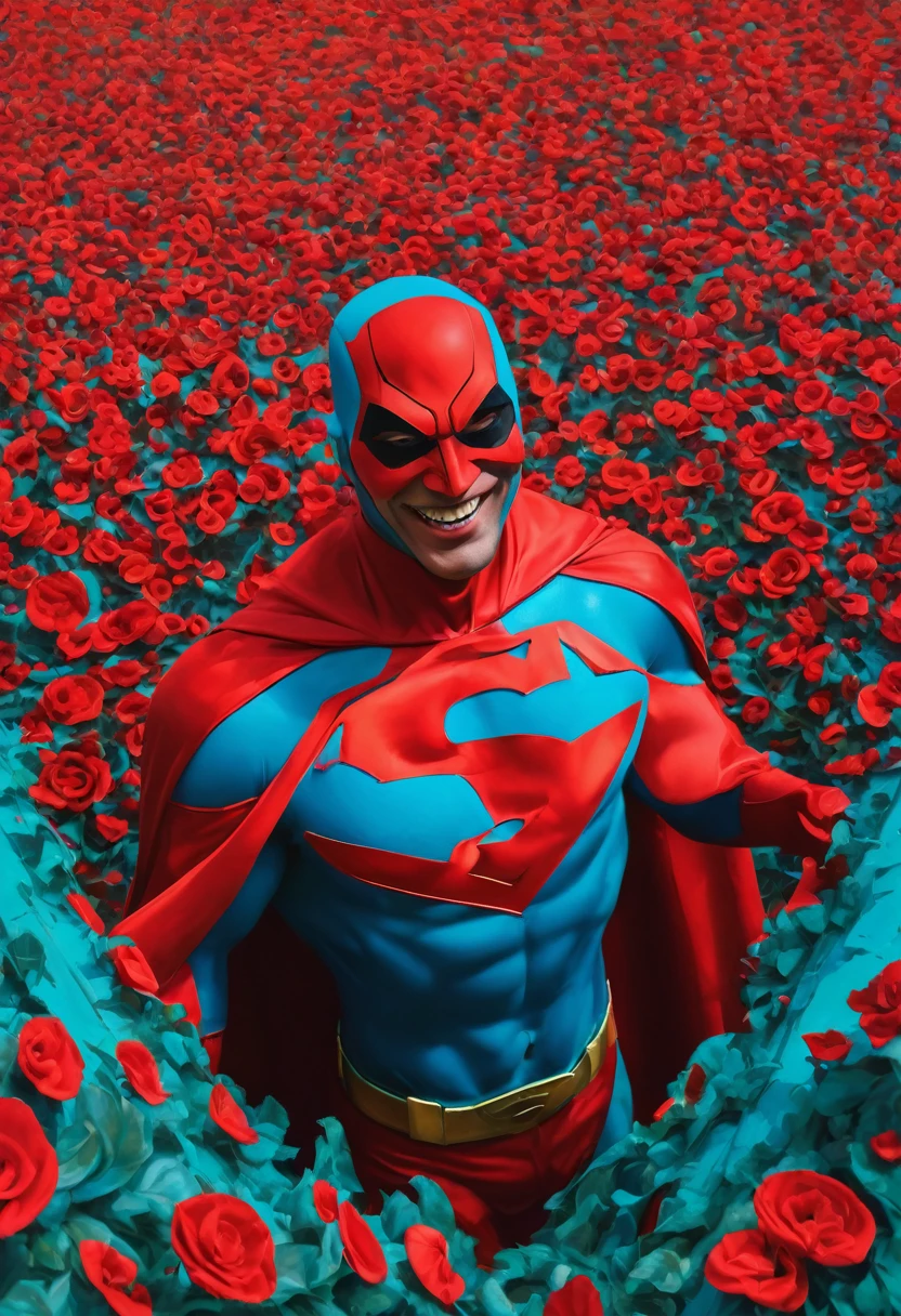 flash, Super hero, evil smile, Surrealism, projected shadow, anáglifo, stereogram, atmospheric perspective, projected shadow, Fujicolor, 8K, super detaill, vicar, best qualityer, ultra HD, work of art
