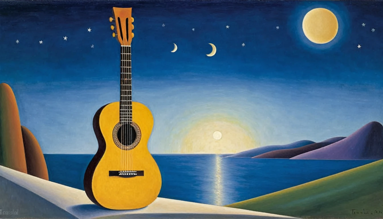 Guitar, by Tarsila do Amaral (moon in the background)