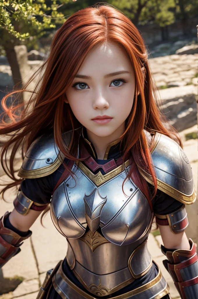 girl, (1.4), 14 yrfect face, detailed face, detailed face, sakura,redhead, curvys, warriors, using sexy armor, roman armor, very small breats, sexy, lesbians, full body