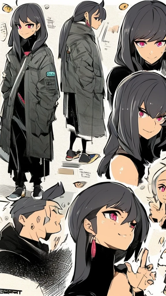 (detailed), it also has a cute whale tail,  young woman, cute, pretty and adorable, has beautiful long, bright gray hair, has a modern but cool and elegant clothing design, she really likes whales, therefore she has a whale design reference., grey hair, Ahoge, long hair, dilated pupils, BLUSH, smile, anime style, (best quality)), ((masterpiece))