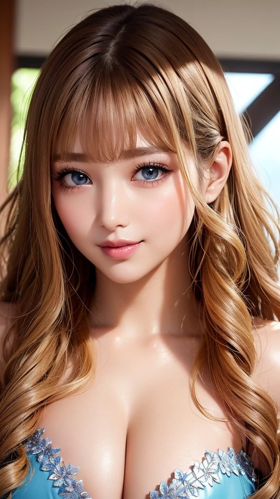 Beauty, Mystical Eyes、Big 、Super sexy、Pale skin、Shiny Hair、Super long hair、Loose and fluffy perm、Close to blonde、Are fat、fat、smile、Heavy makeup、Pink lipstick、Thick lipoisturized lips、Plump、Voluptuous、Indian、spring、Blue sky、White cloud、looking at the camera、Has bangs、Bangs fall on the forehead、Heavy makeup、Heavy makeup、The face is dark、Exotic Face
