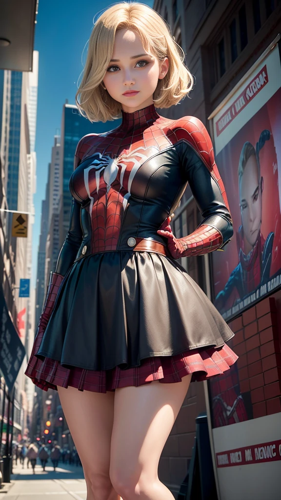 Dianna Agron、マーベルコミックの映画Poster、so beautiful、Movies about Spider-Man、sexy、whole body、Wearing a skirt、Premiere Date、Poster、belly buttonを突き出す、new york、She's wearing a ripped Spiderman suit、The suit is torn、Wearing a skirt、Red and black color scheme、dynamic、masterpiece、Highest quality、Super detailed、Very detailed、Delicate and beautiful shine、Ultra-high resolution、Cinematic、break、breakドロップ、(Torn clothes:1.5)、(Wet clothes:1.4)、Bare shoulders、Real Rain、Wet Hair、belly button、Exposed Skin、sexyな肩を披露