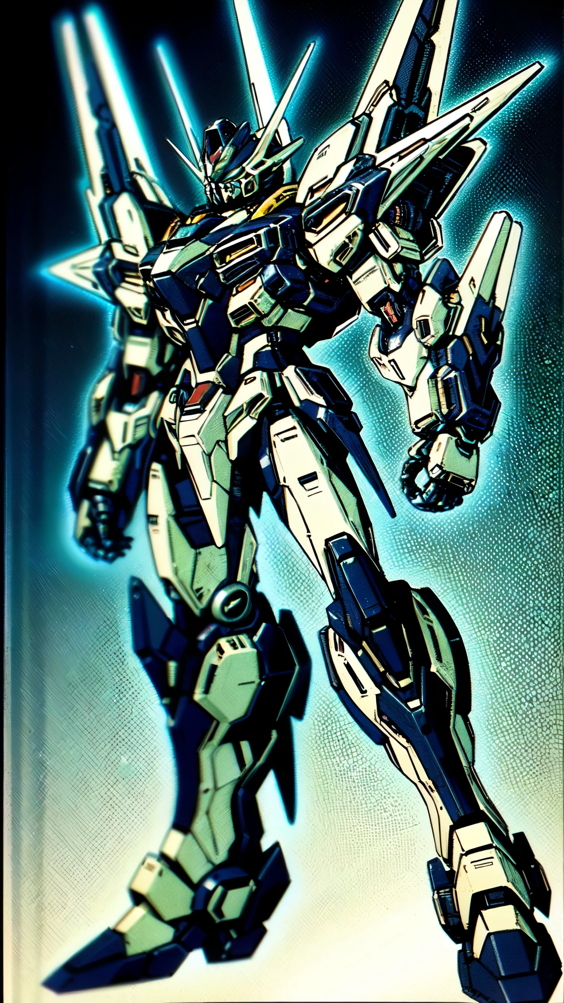 (masterpiece:1.5, best quality:1.5, extremely delicate:1.5, foreshortening:1.5, dynamic angle:1.5), humanoid Mecha, fully enclosed shoulder guards, matching arm and leg guards, full body, full armor, the design balances heavy with agility, (the color scheme is primarily white with red and blue accents, the concept Inspired by Super robot, organic biotech armor, standing, floating high above the futuristic sci-fi city), exquisite and mature art style, (aura effect, energy, glowing eyes, the armor glows), ((SRS)), metallic, dramatic, high definition, highres, ultra-detailed, ultra-fine painting, professional, perfect body proportions, anatomically correct, symmetrical face, extremely detailed eyes and face, high quality eyes, creativity, RAW photo, UHD, 32k, Natural light, cinematic lighting, masterpiece-anatomy-perfect