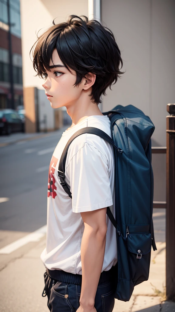 Teenage anime boy looking forward professional profile 