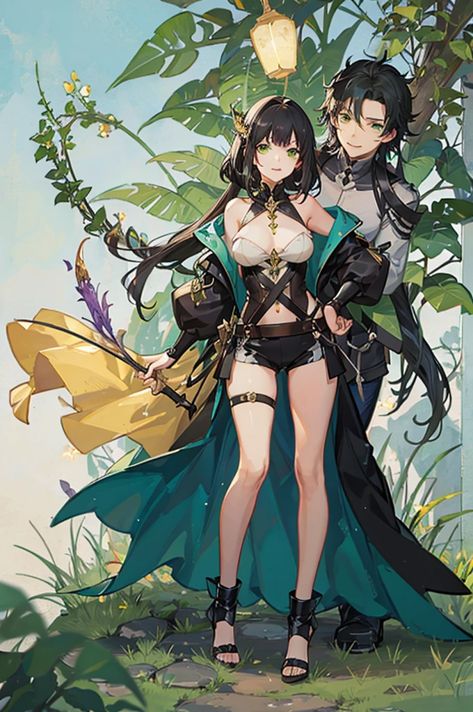 astolfo, taro card border, green and black hair