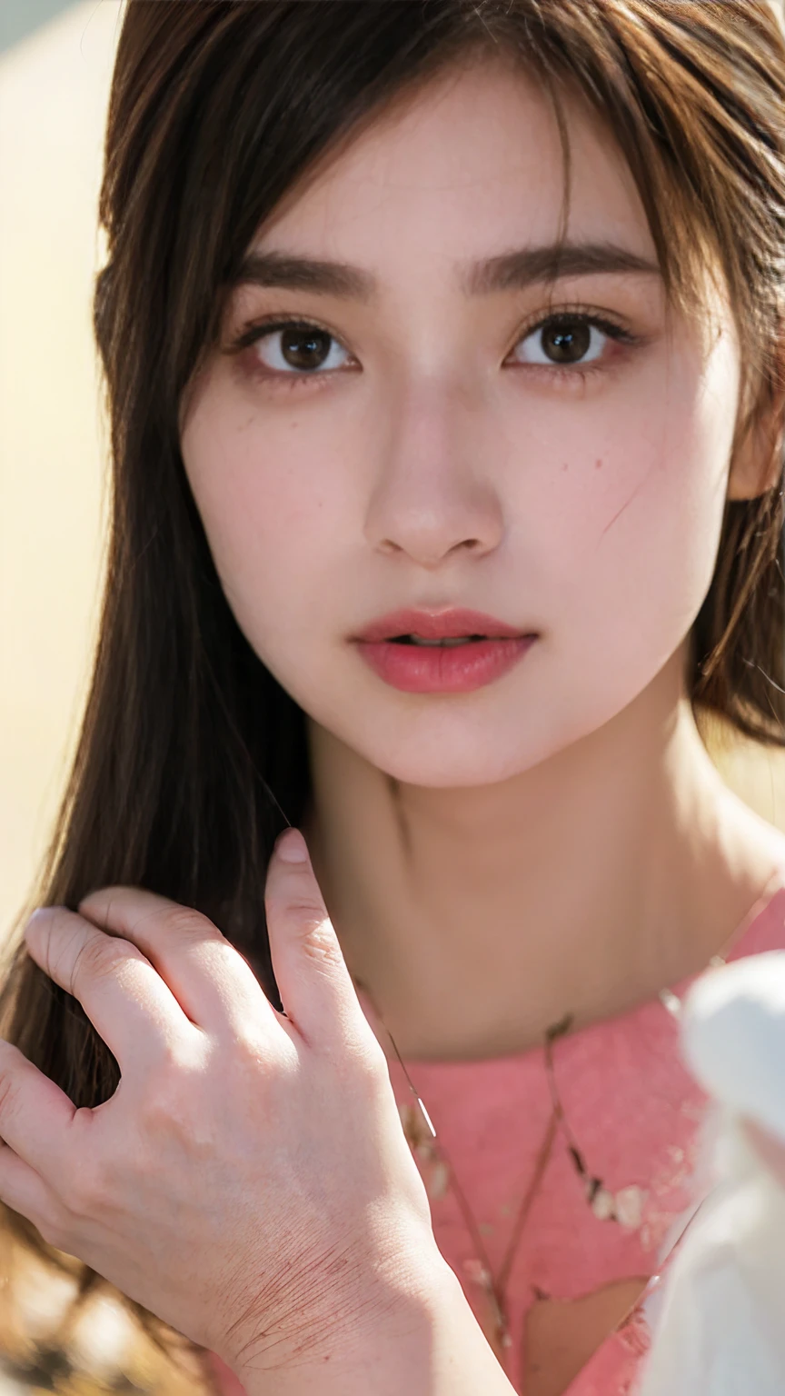 20 year old cute Japan woman, ((Extremely precise and accurate anatomy:1.0)), (Highest quality realistic skin textures:1.6), clean and glowing skin, Thin Skin, mesh, (Enhances the beauty of skin texture:1.2), ((((The texture of each individual hair, long and delicate lashes, Beautifully trimmed eyebrows, Facial pores, Detail of blood vessels in the white of the eye, Thin and visible capillaries in the skin)))), (Realistic as a photo:1.4), (Very realistic:1.4), (Improvement of quality:1.4), Realistic lighting, Backlight, A gentle light that illuminates the face, Ray Tracing, Bright light, (Smoother lighting:1.05), (Improving the quality of cinema lighting:0.9), 32k, fine grain, Detailed face, (Film Grain:1.1), (Natural smile:0), Accentuates body lines, High resolution, Natural look, Kind eyes, Delicate light and shadow, Clear skin, Graceful Pose, Beautiful Eyes, Sharp details, Soft light reflection, Beautiful contours, Delicate skin tone, Natural background, Natural poses in everyday situations, Extremely fine detail, Lora Style