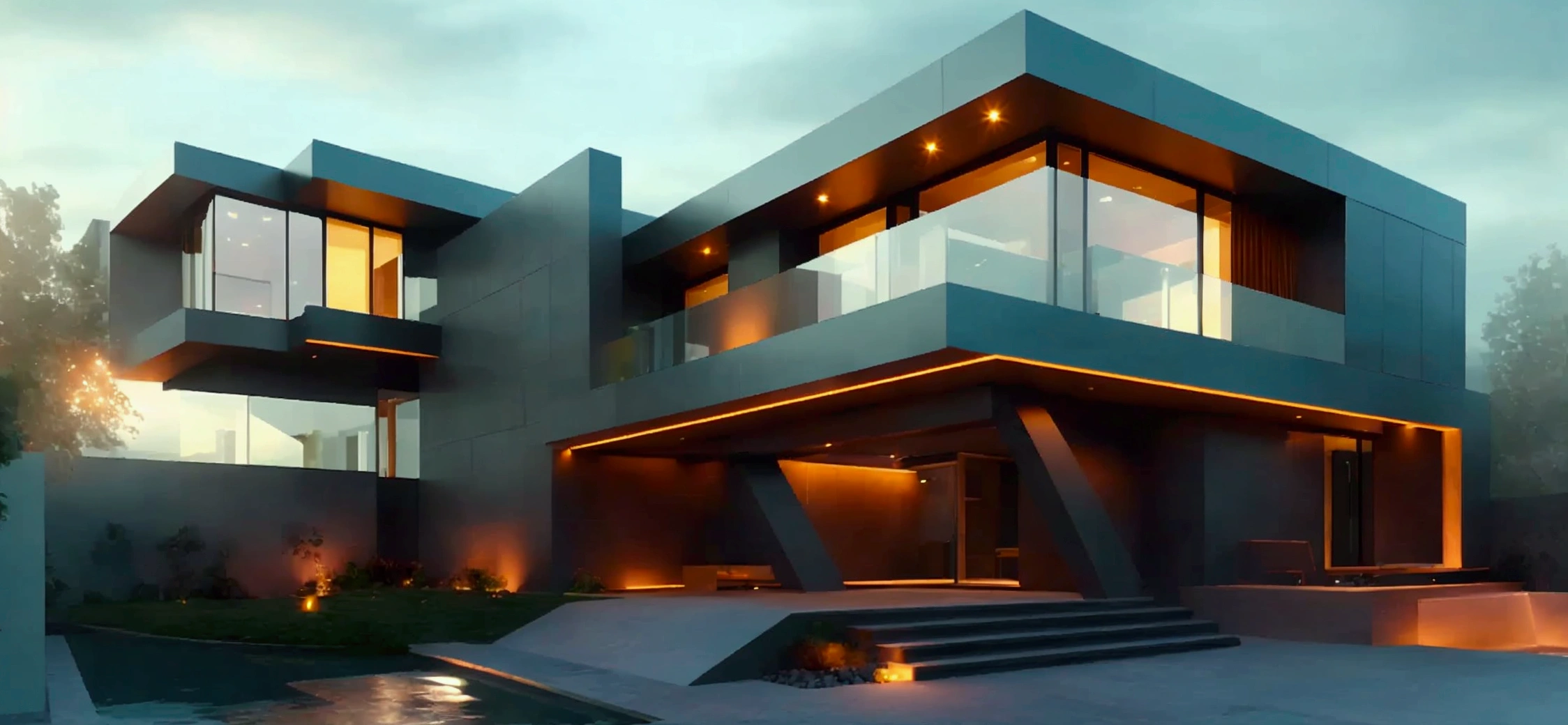 Modern house with iron touches and LED lights