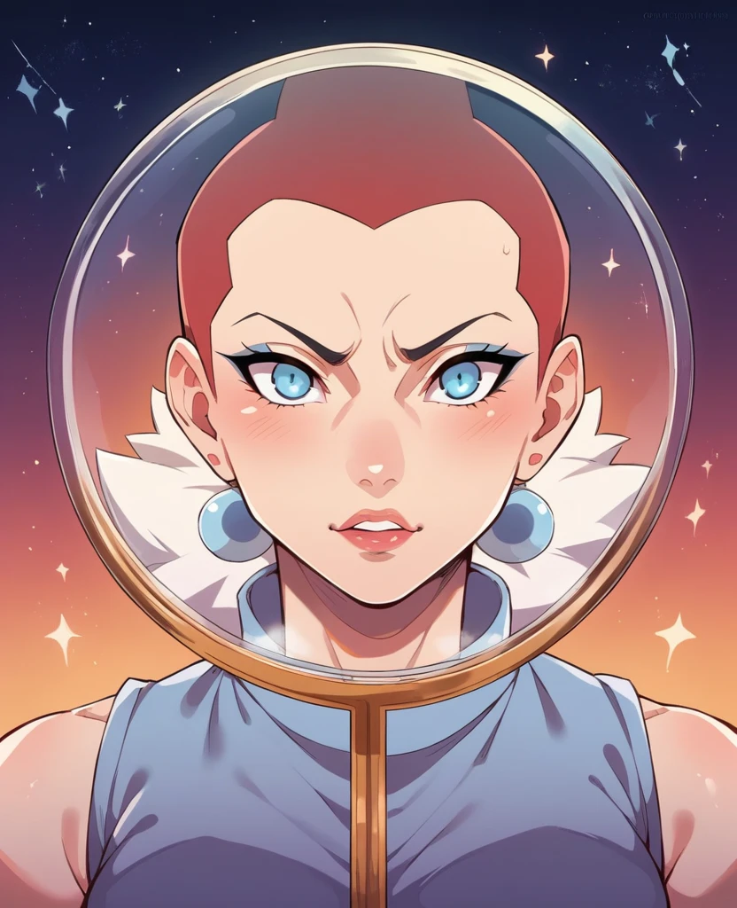 Glass lual
Create an image depicting the portrait f a beautiful woman vegeta + Naruto sexy rasgada roupas decote front of a universe where fire black, planets, and galaxies are made entirely of colorful, translucent glass, refracting and reflecting light in dynamic patterns.