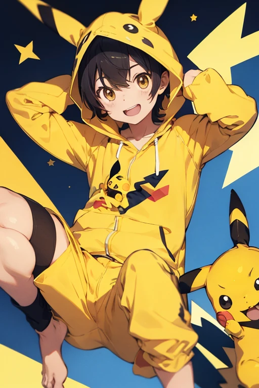 Create a boy Pikachu pajamas with Pikachu hoods and ears