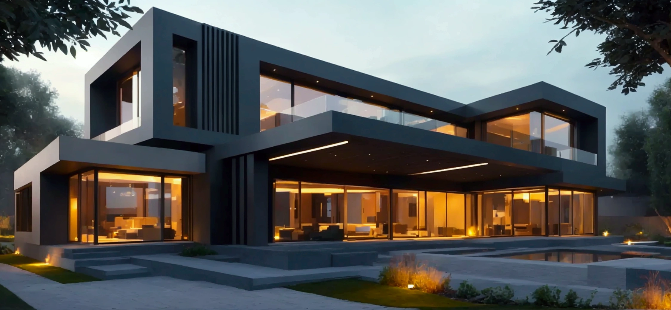 Modern house with iron touches and LED lights
