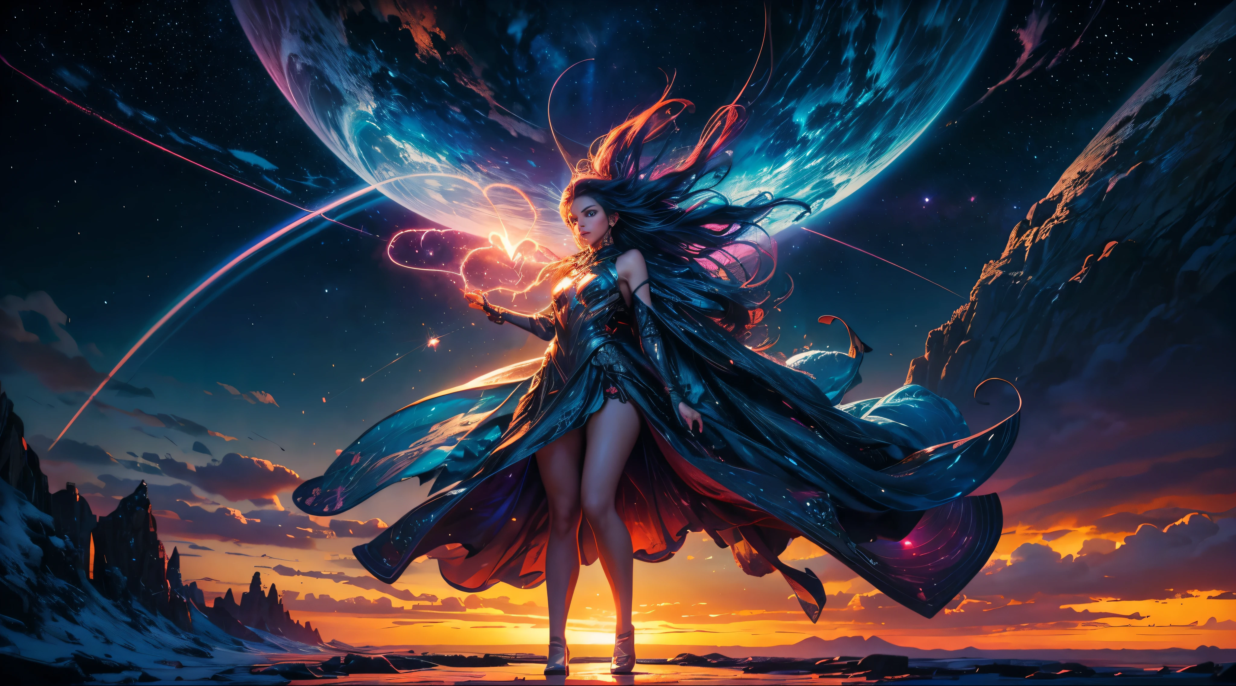 Hyper Vibrant Nebulae Octans by_Mappa Spacious Starry_sky Borealis ((ðSunset epic sunshine parabolic sunrise Rain_Color Colorful_liquid_on__body:1.3 Colorful_body Colorful_ink_on_hair:1.2 Rainbow Abundant_colorful_liquids White_liquid fullbodye wet_Color_liquid)) In the vast expanse of the cosmos, a breathtaking image unfolds before your eyes. In the heart of a starry galaxy, vibrant nebula dance and swirl, their ethereal colors blending and intertwining. The scene is a symphony of cosmic beauty, with tendrils of interstellar dust and gas reaching out into the void. The stars shine with an otherworldly brilliance, illuminating the cosmic tapestry that stretches across the vastness of space. It is a visual feast for the senses, an awe-inspiring glimpse into the wonders of the universe. BREAK,Detailed,Realistic, highly detailed digital art,octane render, bioluminescent, BREAK,by Mappa studios,masterpiece,best quality,official art,illustration,ligne claire,(cool_color),perfect composition,absurdres, fantasy,focused,rule of thirds masterpiece meticulously intricate ð deep path equirectangularðĄ ultra_high-details extreme improved ultra_high-quality ultra_high-res ultra_photo-realistic optimal ultra_sharpness perfection accurate volumetric SunLight Lightning_contrast global_illumination cgi vfx sfx reflex Octane_rendered ultra_high-def UHD XT3 DSLR HDR romm rgb pbr 3dcg fxaa blu-ray vivid colors-coded anti-aliasing fkaa txaa rtx ssao opengl-shaders glsl-shaders post-processing post-production cell-shading tone-mapping âĪluminescence ðglow ðĐHeart hearth Crystalline butte earth invoke monarch magic fleuraison monster monstrous creature sundrop slide onyx summon transparent ruby Earth hearth bloom flash Tourmaline opal strange glow hole reflection varies multi etc. --s 1000 --c 20 --q 20 --chaos 100