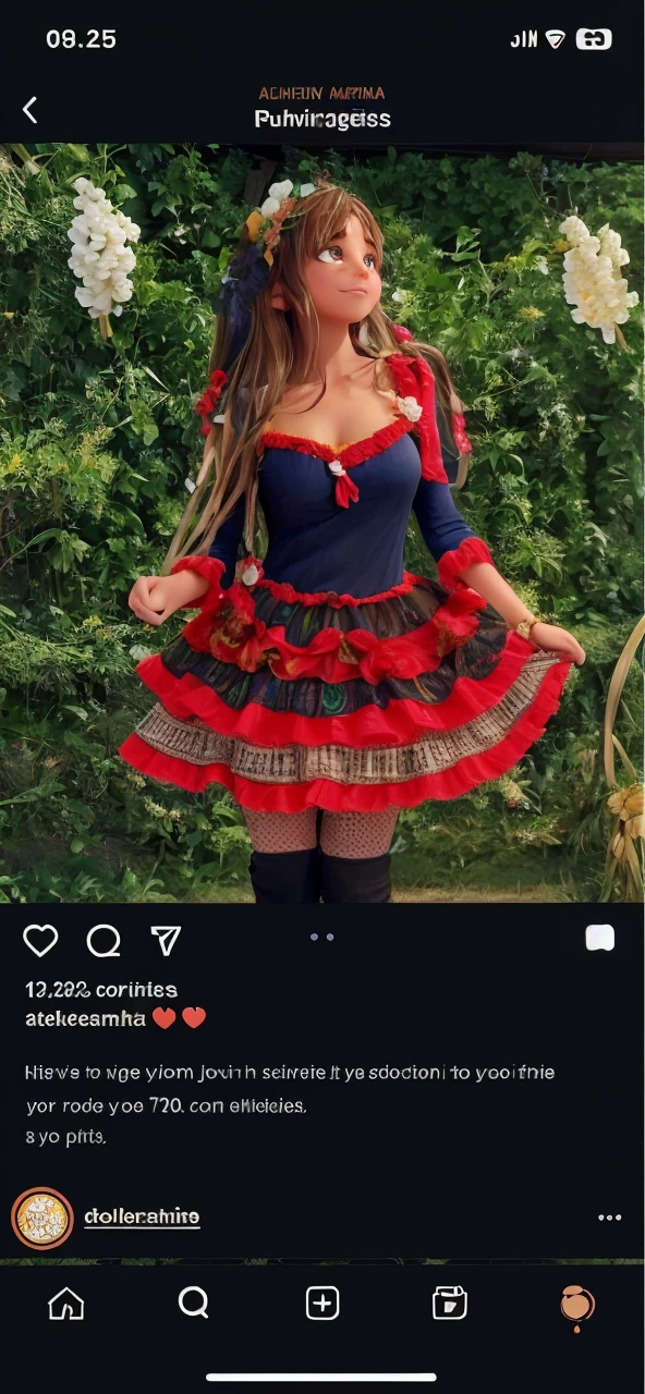  two years,skin fair, lightbrown eyes, honey-colored hair wearing a colorful flowy dress with June party flags on the skirt holding an ear of corn