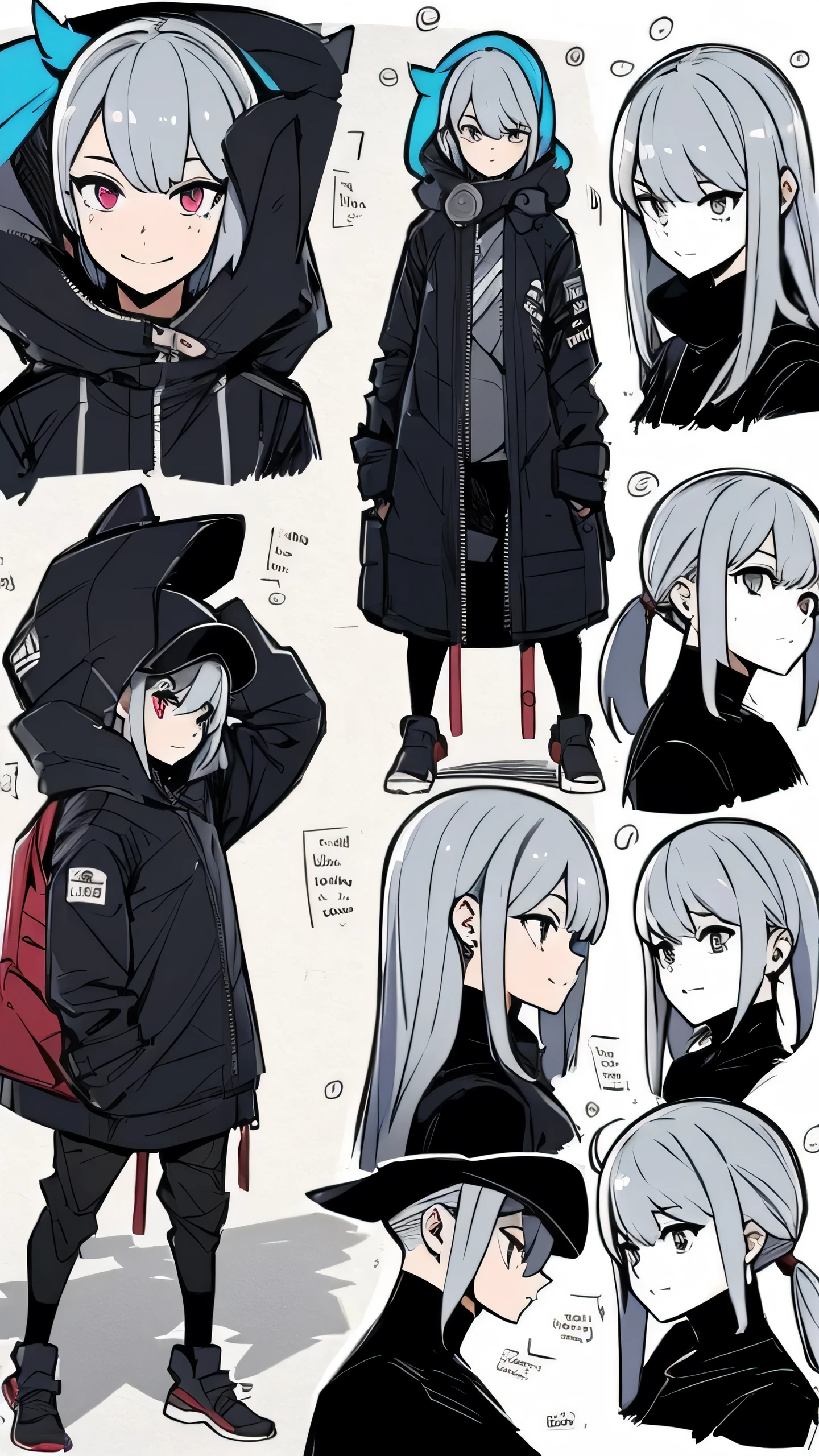 (detailed), it also has a cute whale tail, 17 year old young woman, cute, pretty and adorable, has beautiful long, bright gray hair, has a modern but cool and elegant clothing design, she really likes whales, therefore she has a whale design reference., grey hair, Ahoge, long hair, BLUSH, smile, anime style, (best quality)), ((masterpiece)) hentai