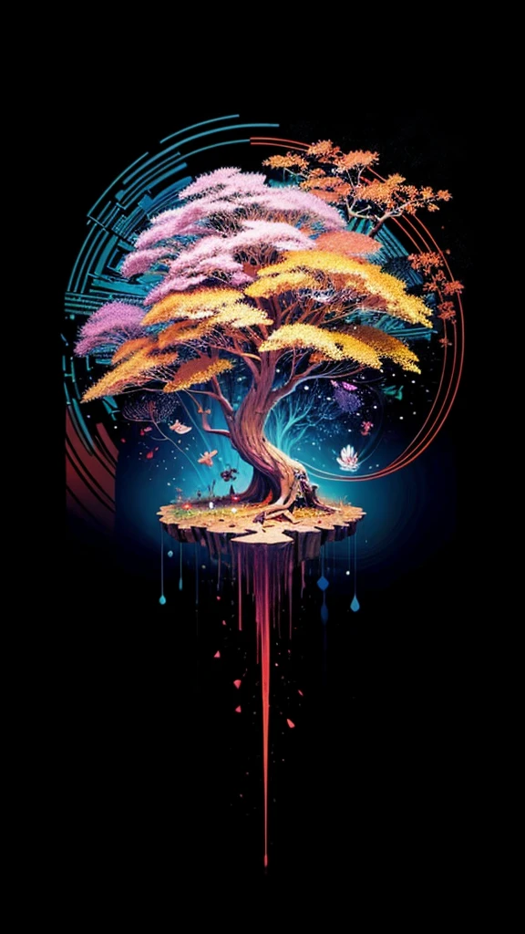 circular tree,four seasons,spring,summer,autumn,winter,leaves,roots,branches,trunk,ornate border,decorative,digital illustration,artwork,movement,time,swirling background,dark background,vibrant colors,natural,life cycle,growth,change,nature,life,peace,harmony,spirituality,symbolism,digital art,illustration,painting,graphic design,art,design,digital media,online art,visual art,fine art,fantasy