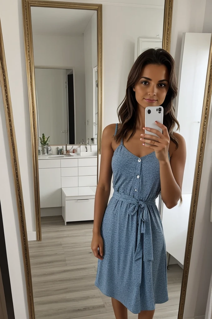 Femme qui se prend un selfie devant le miroir 