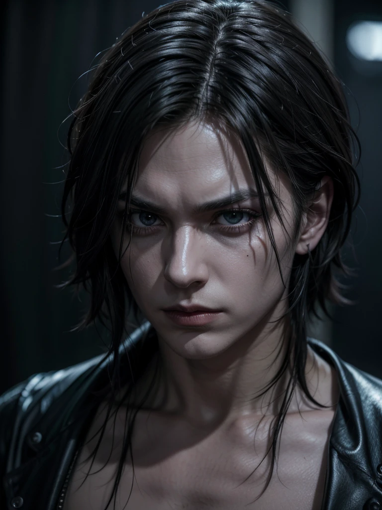 Erick Draven in the film The Crow, highly detailed image, highly detailed eyes and hair, gothic art, dark art, ultra realistic, 8k