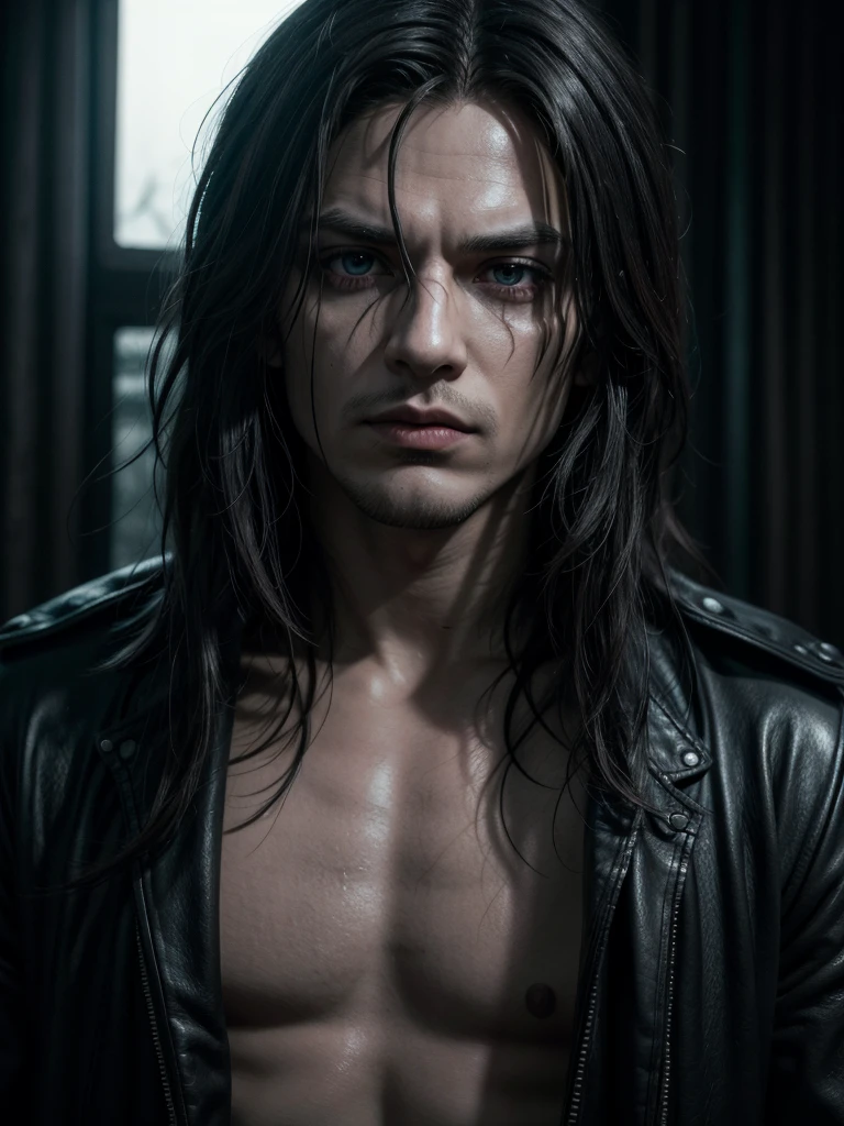 Erick Draven in the film The Crow, highly detailed image, highly detailed eyes and hair, gothic art, dark art, ultra realistic, 8k