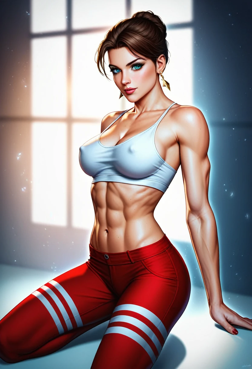 Arabian style woman wearing a white top and red shorts sitting on a white floor, Fitness Model, Victoria Gavrilenko, Sexy Body, Toned body, Healthy Body, Physically sporty, Angelina Stroganova, Healthy girl, sexy hot body, Olga Buzova, Sexy Girl, Anna Nikonova、Also known as New Milky, karolina cummings, fit pic, Great body,Surreal female portrait,magic lights,32K resolution,Action pose, Realistic photos,Dynamic Lighting,Art Station,Volumetric lighting, Highly detailed face,Award,shadow
deep, Modesty,