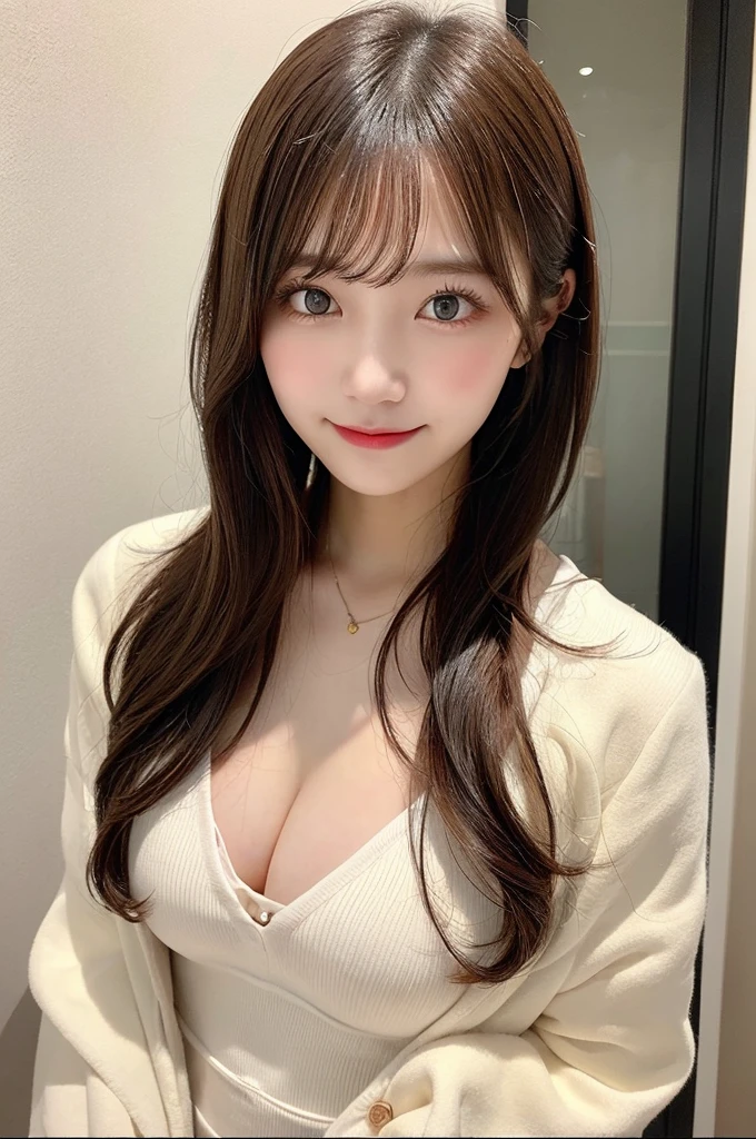 Tabletop, Highest quality, shape, Very detailed, finely, High resolution, 8k wallpaper, 完璧なダイナミックな構shape, Beautiful and exquisite, Down jacket,ponytail,Small breasts, natural color, lips, Bold sexy pose,smile、20-year-old girl、cute、sexy shot looking at camera,RAW Photos,Perfect and beautiful face,Beautiful and elaborate face、Using your whole body、Striking a pose that expresses happiness..。