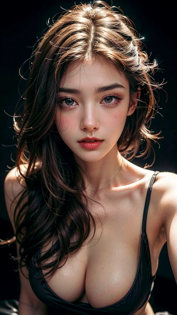 ((highest quality, 8k, masterpiece :1.3)), 1 girl, A cute woman who emphasizes her slender abdominal muscles :1.3, (random hairstyle :1.2), (black sexy bra:1.5), super detailed face, fine eyes, double eyelid, armpit, (nsfw), (asia beautiful girl), young girl, super beautiful, white skin, perfect skin