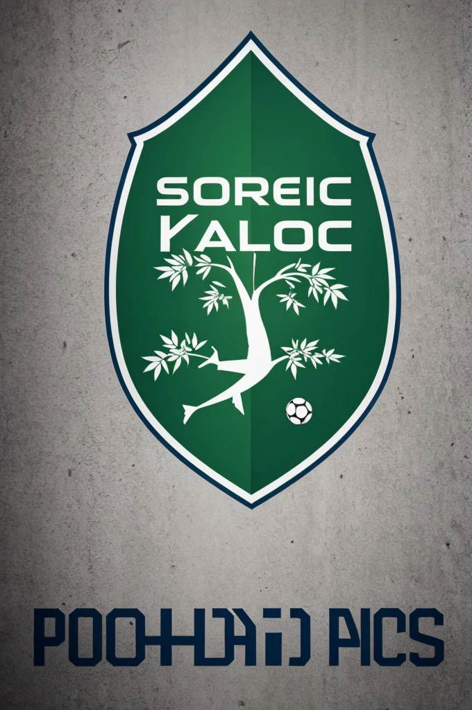 A logo of a soccer team with trees and says vv9