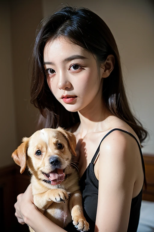 ((best quality)), ((masterpiece)), (detailed), Woman in her 20s, puppy