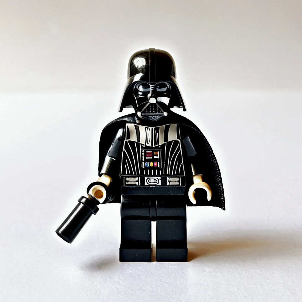 A photo of a lego like Darth Vader, plaything, plastic, white gold mini