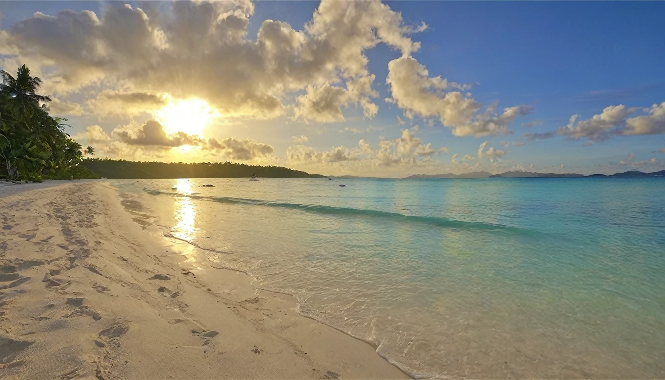 There is no one on the beach near the water、 White sand beach, Caribbean、 Beautiful beaches, Sandy Beach, White beach, Beautiful beaches, Beautiful tropical island beaches, at a Tropical Beach, Tropical Beach, Discarded sand, Stand on the beach in Boracay, sand and sea