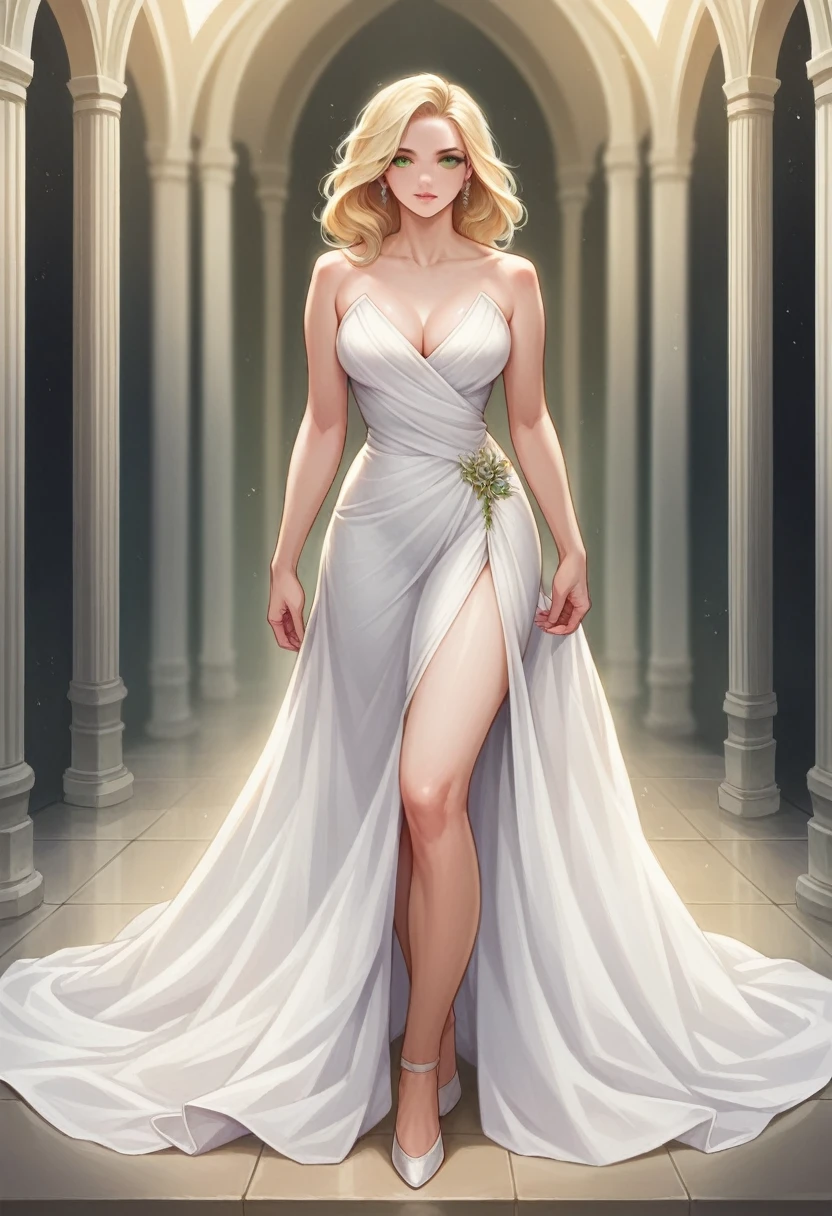 a beautiful blonde woman, 23 years old, full body, wide hips, green eyes, extremely realistic, casual clothes, photorealistic, intricate details, cinematic lighting, warm colors, hyper detailed, delicate facial features, beautiful skin texture, natural pose, elegant, stunning, masterpiece
