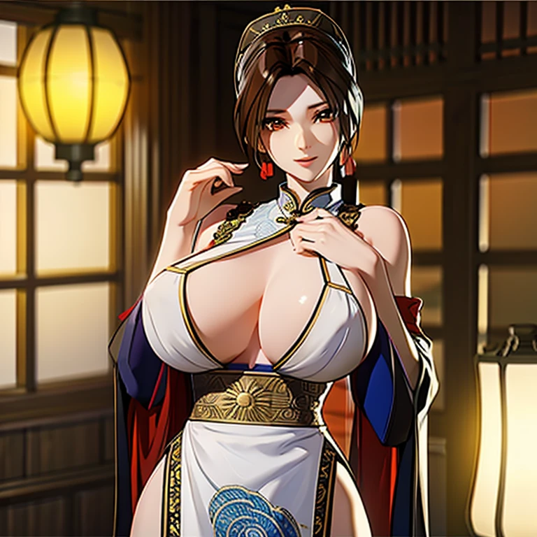 A woman, Chinese clothes, breasts show, sexy, delicate, perfect. Ultra quality, detailed image, perfect image.