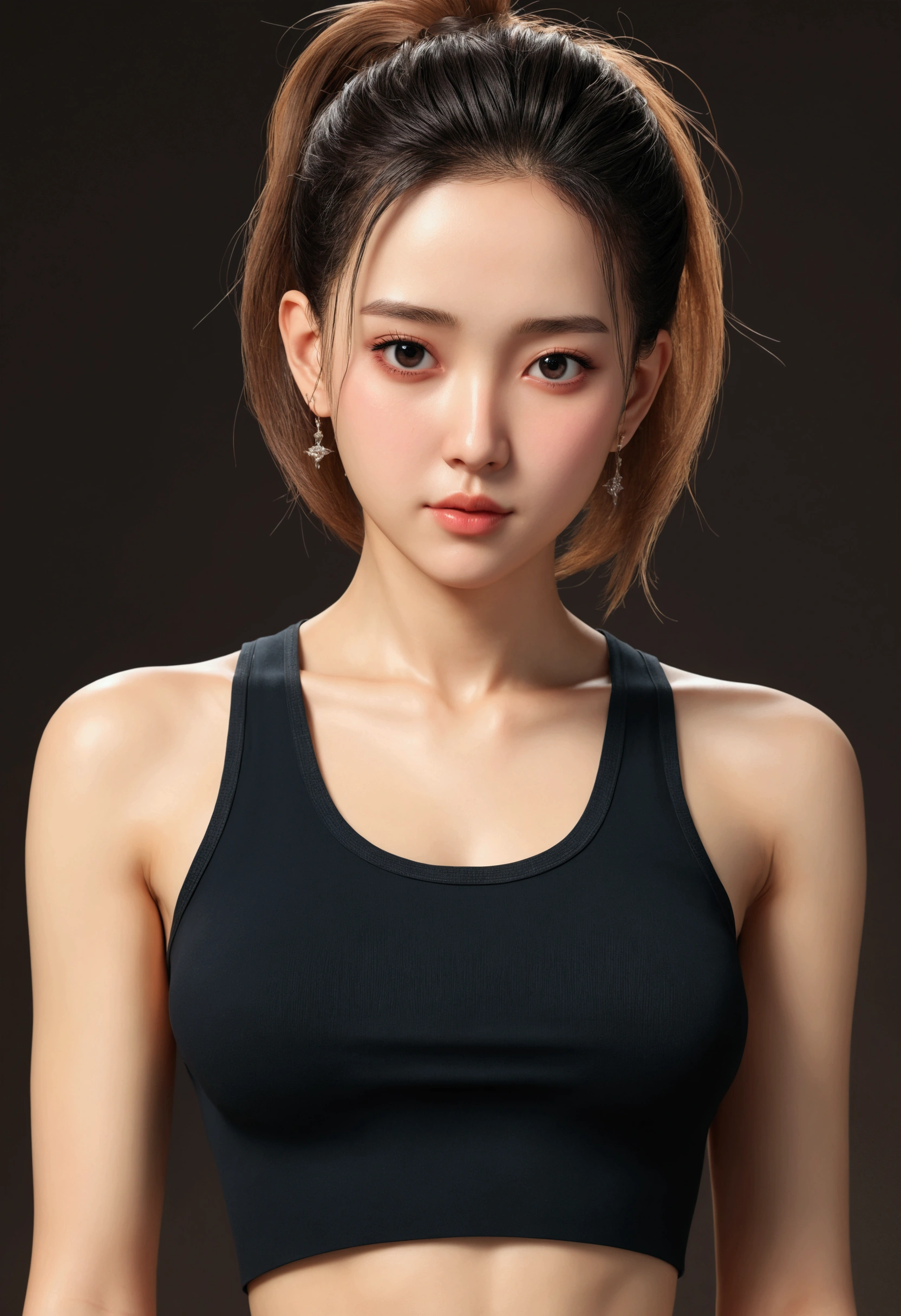 ((Highest quality, 8K, masterpiece :1.3)), One Girl, beautiful woman with slim abs :1.3, (Random Hairstyles :1.2), オーバーサイズtankトップ :1.2, Highly detailed face, fine grain, double eyelid, Underarm,Inside a room where I live alone,long hair,tank,White clothes