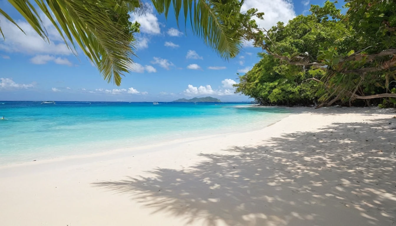 There is no one on the beach near the water、 White sand beach, Caribbean、 Beautiful beaches, Sandy Beach, White beach, Beautiful beaches, Beautiful tropical island beaches, at a Tropical Beach, Tropical Beach, Discarded sand, Stand on the beach in Boracay, sand and sea