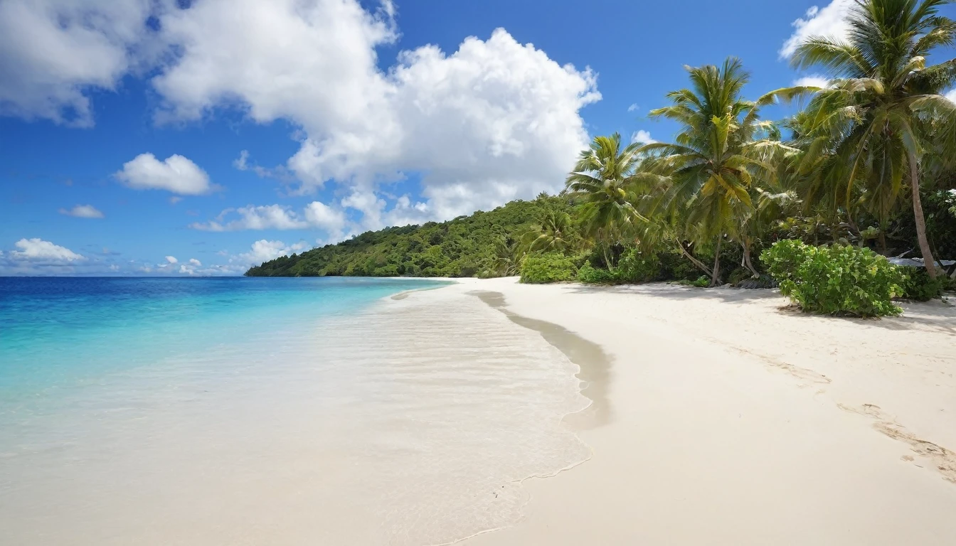 There is no one on the beach near the water、 White sand beach, Caribbean、 Beautiful beaches, Sandy Beach, White beach, Beautiful beaches, Beautiful tropical island beaches, at a Tropical Beach, Tropical Beach, Discarded sand, Stand on the beach in Boracay, sand and sea