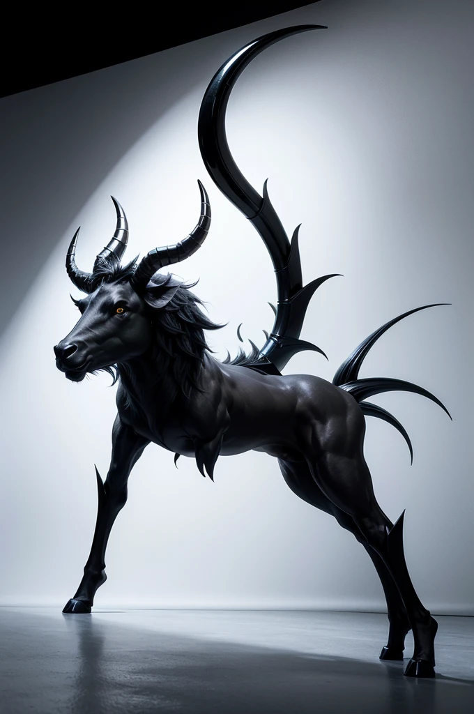Capricorn vector image in imposing pose black on white