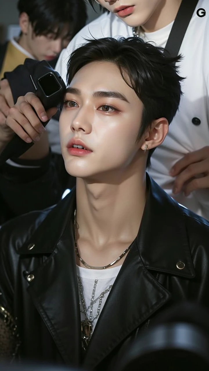Man with a black shirt and a necklace around his neck, cai xukun, Jinyoung Shin, Jung Jaehyun, pintar ulzzang, hyung tae, Kim Doyoung, taejune kim, homem sul-coreano, Hong junho hyung, adorable and pale korean face, Wonbin Lee, Yanjun Chengt, Jinyoung Shin aesthetic, hyung tae kim