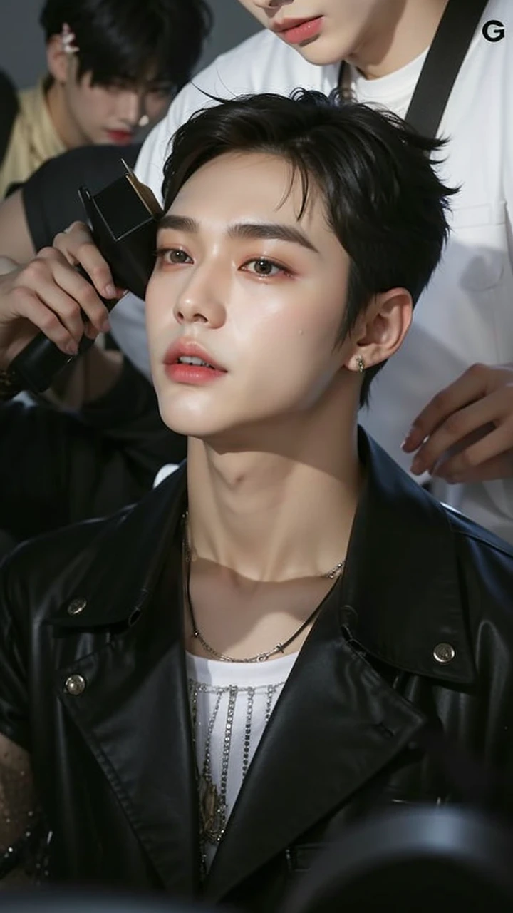 Man with a black shirt and a necklace around his neck, cai xukun, Jinyoung Shin, Jung Jaehyun, pintar ulzzang, hyung tae, Kim Doyoung, taejune kim, homem sul-coreano, Hong junho hyung, adorable and pale korean face, Wonbin Lee, Yanjun Chengt, Jinyoung Shin aesthetic, hyung tae kim
