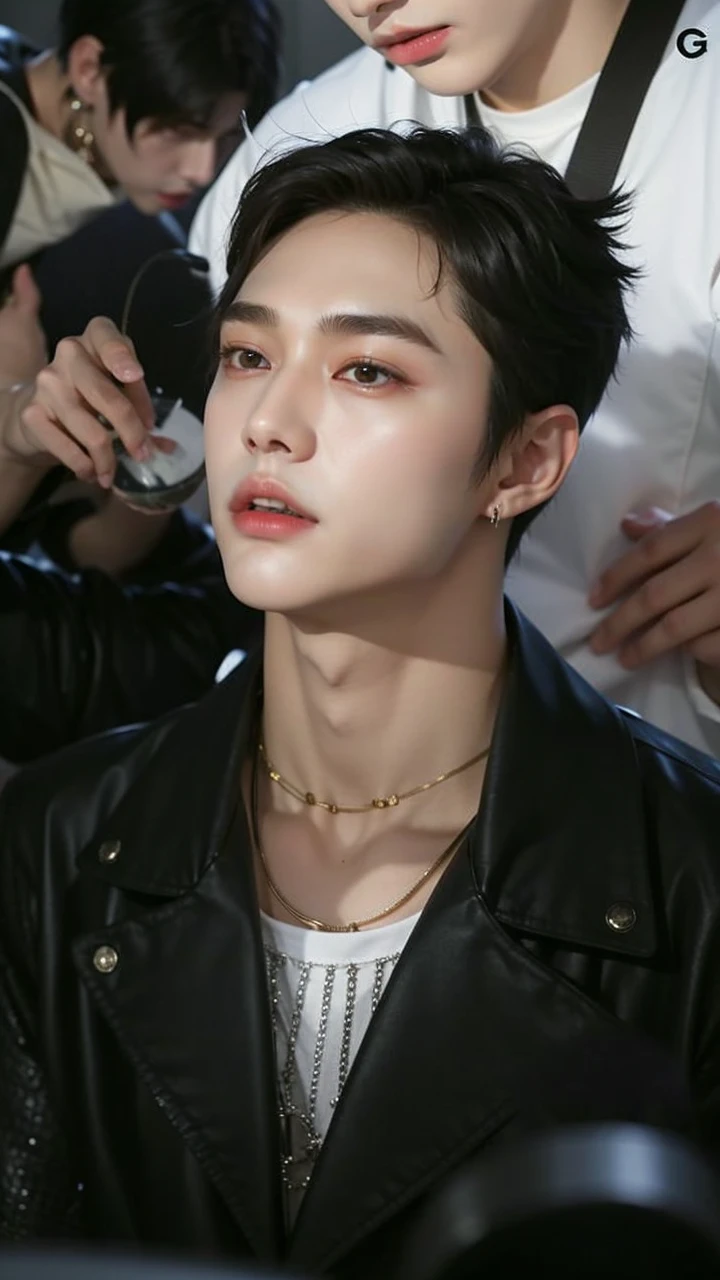 Man with a black shirt and a necklace around his neck, cai xukun, Jinyoung Shin, Jung Jaehyun, pintar ulzzang, hyung tae, Kim Doyoung, taejune kim, homem sul-coreano, Hong junho hyung, adorable and pale korean face, Wonbin Lee, Yanjun Chengt, Jinyoung Shin aesthetic, hyung tae kim